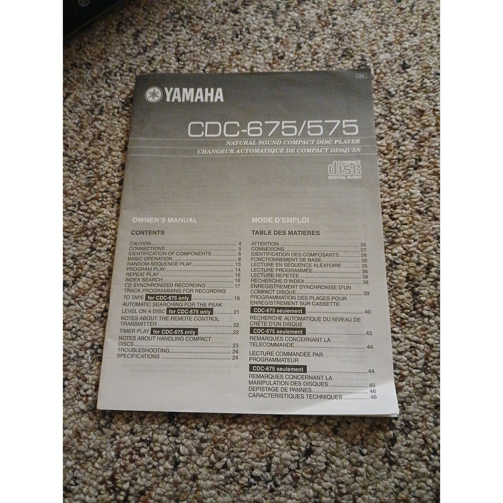 Yamaha CDC-575 CDC-675 CD Player ‎ Owner / User Manual *Original*